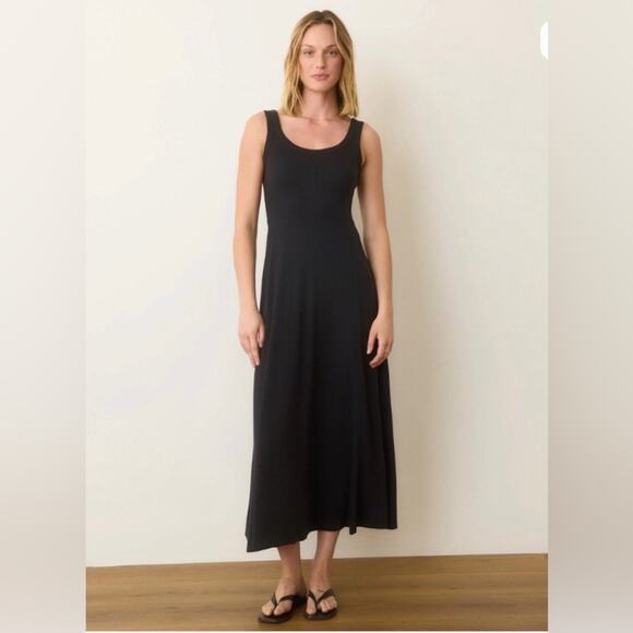 Marine Layer Dresses & Skirts - Marine layer Lexi rib sun-in scoop neck dress black S modal stretchy minimalist